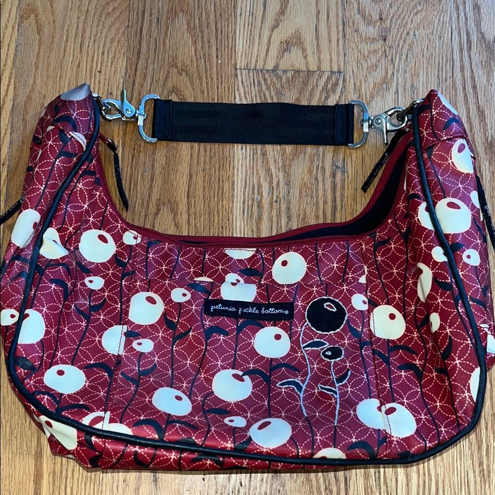 Petunia Pickle Bottom Red and White Floral Baby Bag